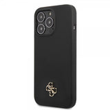 Guess iPhone 13 Pro -silikonikuori, metallilogo, 4G, musta
