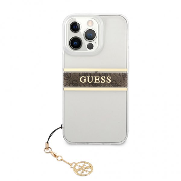 Guess iPhone 13 Pro Suojakuori Stripe Charm Ruskea