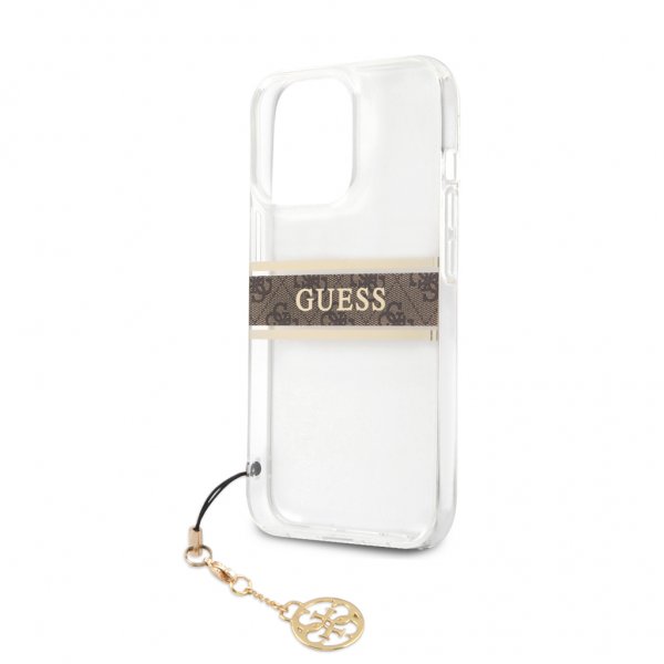 Guess iPhone 13 Pro Suojakuori Stripe Charm Ruskea