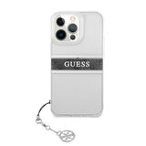 Guess iPhone 13 Pro -suojakuori Stripe Charm, harmaa