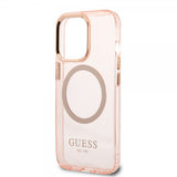 Guess iPhone 13 Pro -läpinäkyvä MagSafe-kuori, pinkki