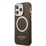 Guess iPhone 13 Pro -läpinäkyvä MagSafe-suojakuori, musta