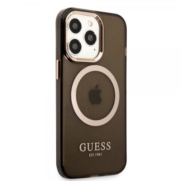 Guess iPhone 13 Pro -läpinäkyvä MagSafe-suojakuori, musta