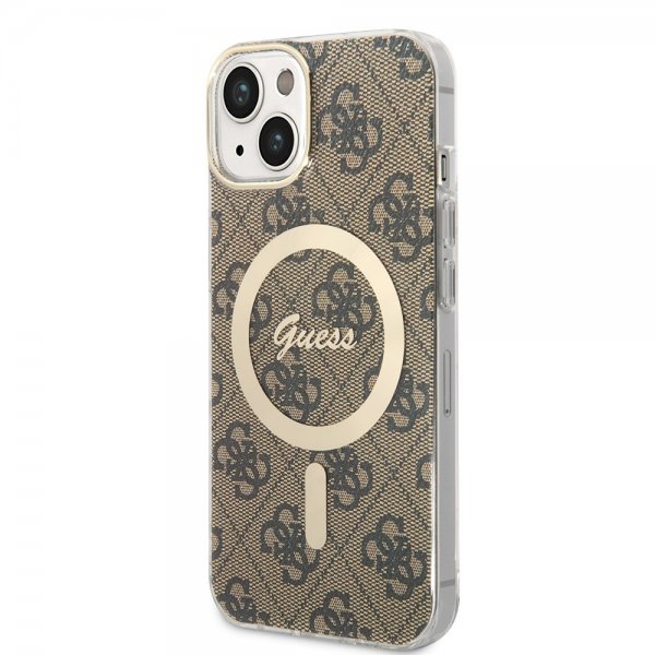 Guess iPhone 13 Kuori 4G Pattern MagSafe Ruskea