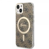 Guess iPhone 13 Kuori 4G Pattern MagSafe Ruskea