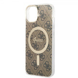 Guess iPhone 13 Kuori 4G Pattern MagSafe Ruskea