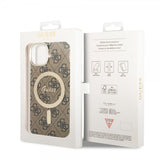 Guess iPhone 13 Kuori 4G Pattern MagSafe Ruskea