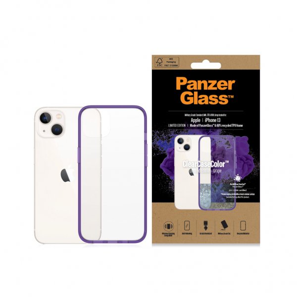 PanzerGlass iPhone 13 -suojakuori ClearCase Color Grape