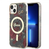Guess iPhone 13 Kuori Flower MagSafe Khaki