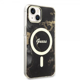 Guess iPhone 13 -suojakuori Golden Marble MagSafe, musta