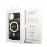 Guess iPhone 13 -suojakuori Golden Marble MagSafe, musta