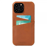 Krusell iPhone 13 Kuori Nahka CardCover Konjakinruskea