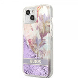 Guess iPhone 13 Kuoret Liquid Glitter Flower Pattern Violetti