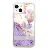 Guess iPhone 13 Kuoret Liquid Glitter Flower Pattern Violetti