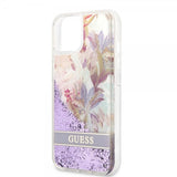 Guess iPhone 13 Kuoret Liquid Glitter Flower Pattern Violetti