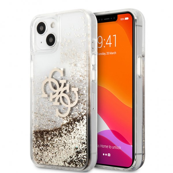 Guess iPhone 13 Kuori Liquid Glitter Kulta