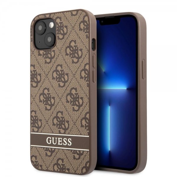 Guess iPhone 13 Kuoret Printed Stripe Bottom, ruskea