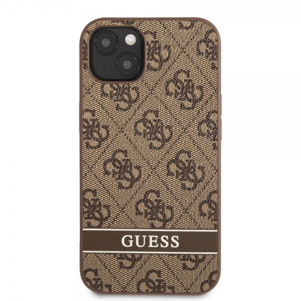 Guess iPhone 13 Kuoret Printed Stripe Bottom, ruskea