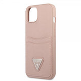 Guess iPhone 13 -kuori Saffiano Double Cardslot, ruusukulta