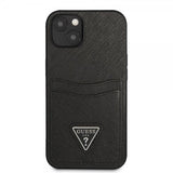 Guess iPhone 13 Kuori Saffiano Double Cardslot Musta