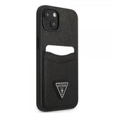Guess iPhone 13 Kuori Saffiano Double Cardslot Musta