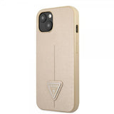 Guess iPhone 13 Kuori Saffiano Metal Triangle Beige