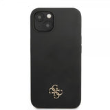 Guess iPhone 13 Kuori Silikoni Metalli Logo 4G Musta
