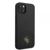 Guess iPhone 13 Kuori Silikoni Metalli Logo 4G Musta