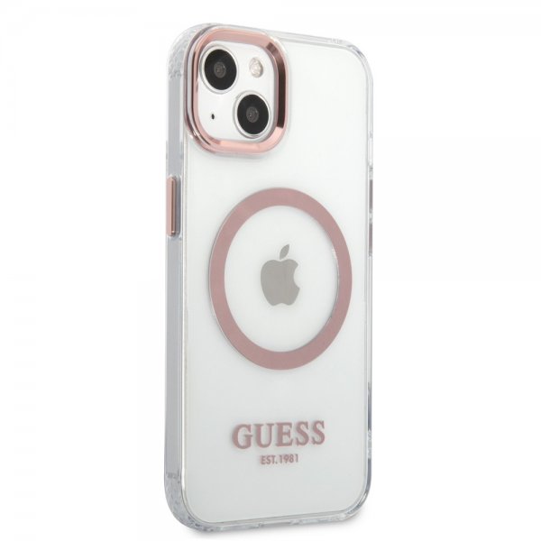 Guess iPhone 13 Kuori Läpinäkyvä MagSafe Vaaleanpunainen Läpinäkyvä