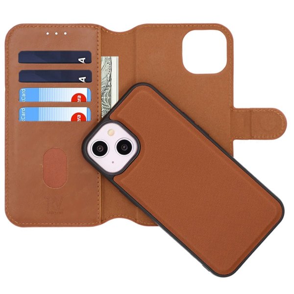 Rvelon iPhone 13/iPhone 14 Kotelo Magneettinen Irrotettava Kuori Ruskea