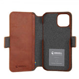 Krusell iPhone 14 Suojakotelo Leather PhoneWallet Konjakki