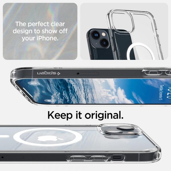 Spigen iPhone 14 Plus Crystal Hybrid MagFit -suojakuori, valkoinen