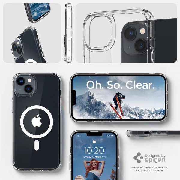 Spigen iPhone 14 Plus Crystal Hybrid MagFit -suojakuori, valkoinen