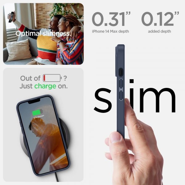 Spigen iPhone 14 Plus -suojakuori, Crystal Hybrid, laivastonsininen