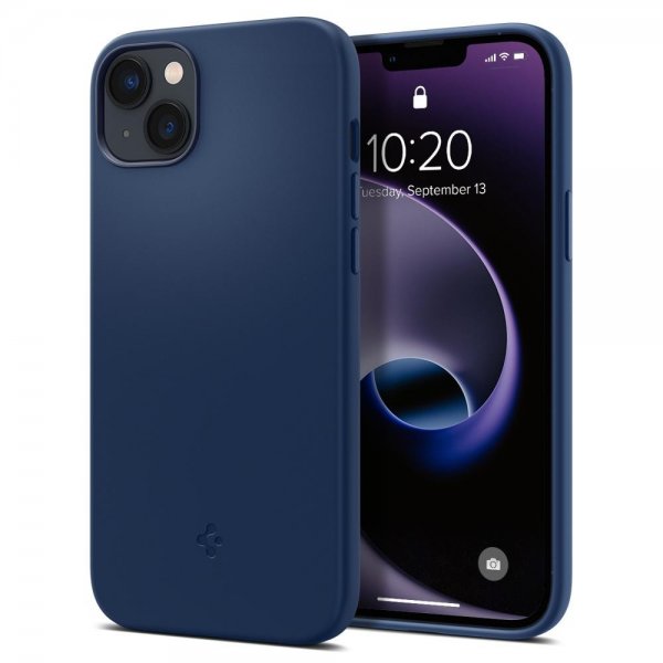 Spigen iPhone 14 Plus Silicone Fit MagFit -kuori, tummansininen