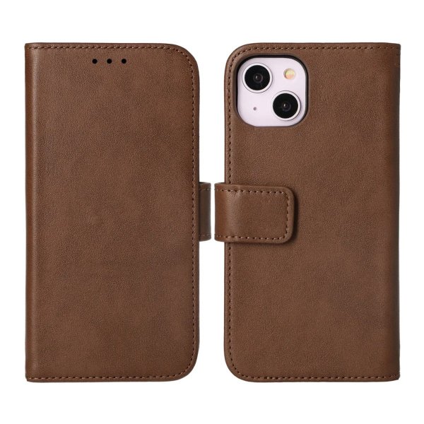 Rvelon iPhone 14 -suojakotelo, aitoa nahkaa, korttipaikka, ruskea