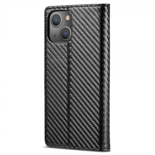Lc.Imeeke iPhone 14 Plus -suojakotelo, hiilikuitukuvio, punainen raita, pysty