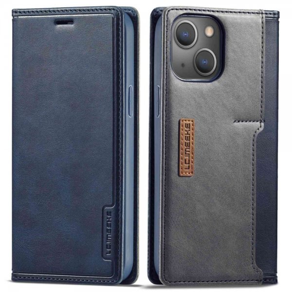 Lc.Imeeke iPhone 14 Plus -kotelo, jossa korttipaikka, ulkopuoli, sininen
