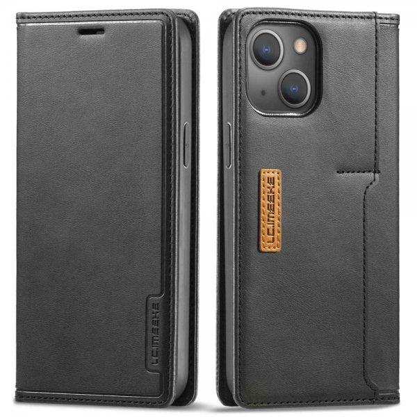 Lc.Imeeke iPhone 14 Plus -kotelo, jossa korttipaikka ulkopuolella, musta