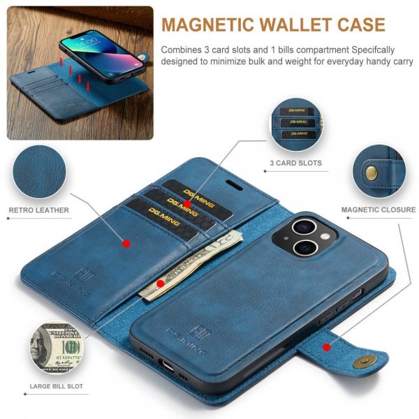 Dg.Ming iPhone 14 Plus -kotelo irrotettavalla kuorella, sininen