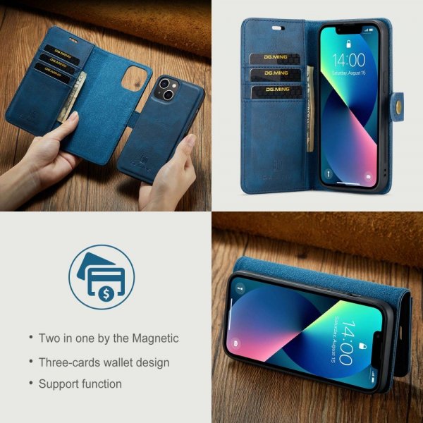 Dg.Ming iPhone 14 Plus -kotelo irrotettavalla kuorella, sininen