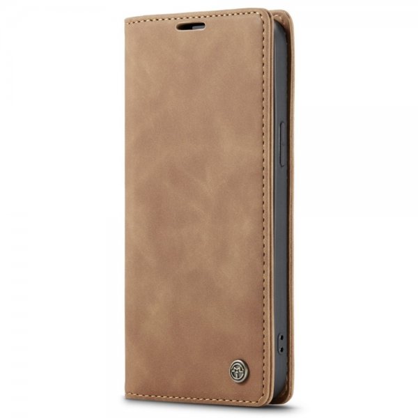 CaseMe iPhone 14 Plus Retro Flip -kotelo, ruskea