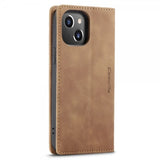 CaseMe iPhone 14 Plus Retro Flip -kotelo, ruskea