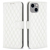 iPhone 14 Plus -kotelo, vinoneliökuvio, valkoinen