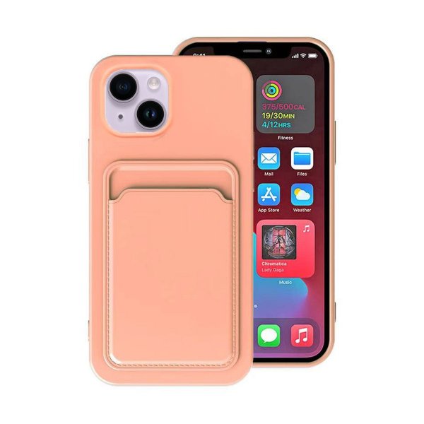 iPhone 14 Plus -kuoret korttipidikkeellä, pinkki