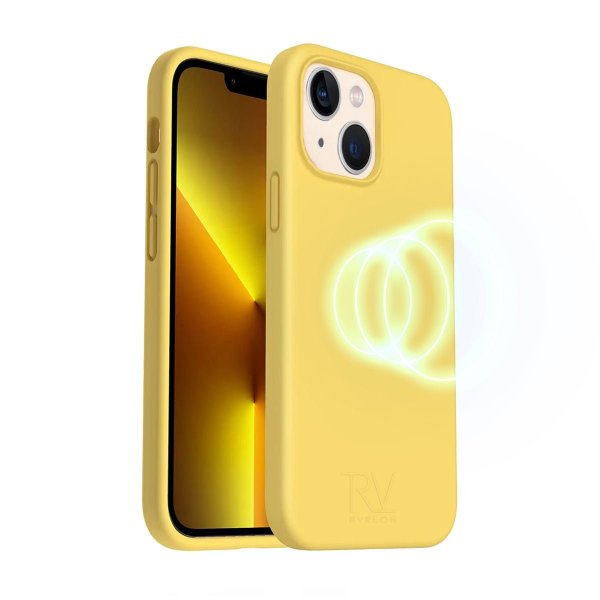 Rvelon iPhone 14 Plus Silikonisuojakuori MagSafe Keltainen