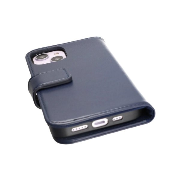 Rvelon iPhone 14 Plus -kotelo, aitoa nahkaa, sininen