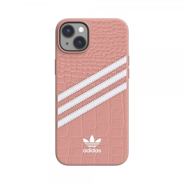 Adidas iPhone 14 Plus Kuori 3 Raidat Snap Kotelo Alligaattori Vaaleanpunainen