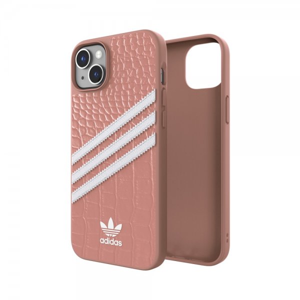 Adidas iPhone 14 Plus Kuori 3 Raidat Snap Kotelo Alligaattori Vaaleanpunainen