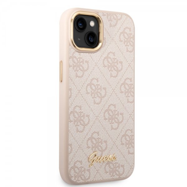 Guess iPhone 14 Plus -suojakuori, 4G Logo, ruusukulta